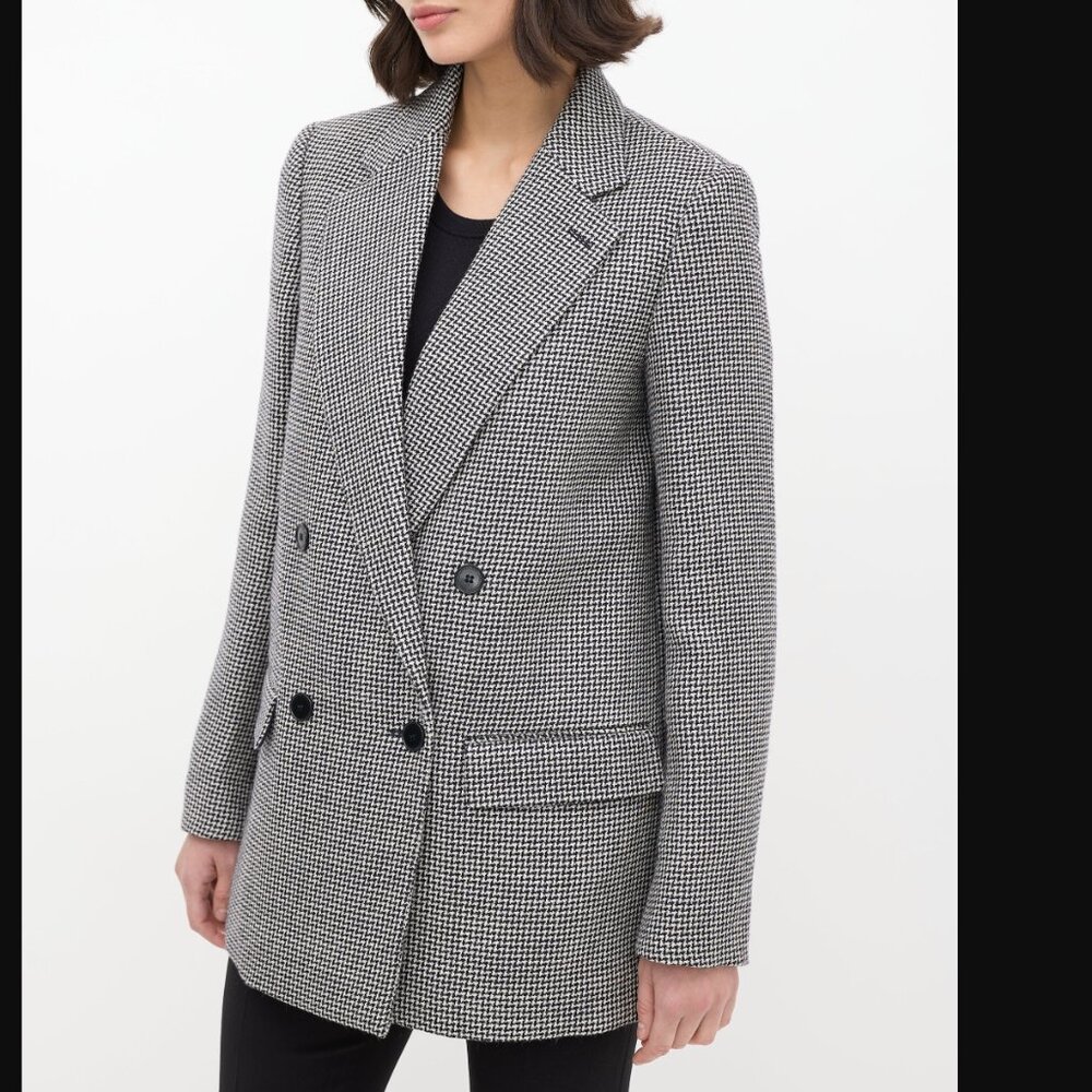 Stella McCartney 100% Wool Houndstooth Blazer Jacket Coat 40 Small Navy White
